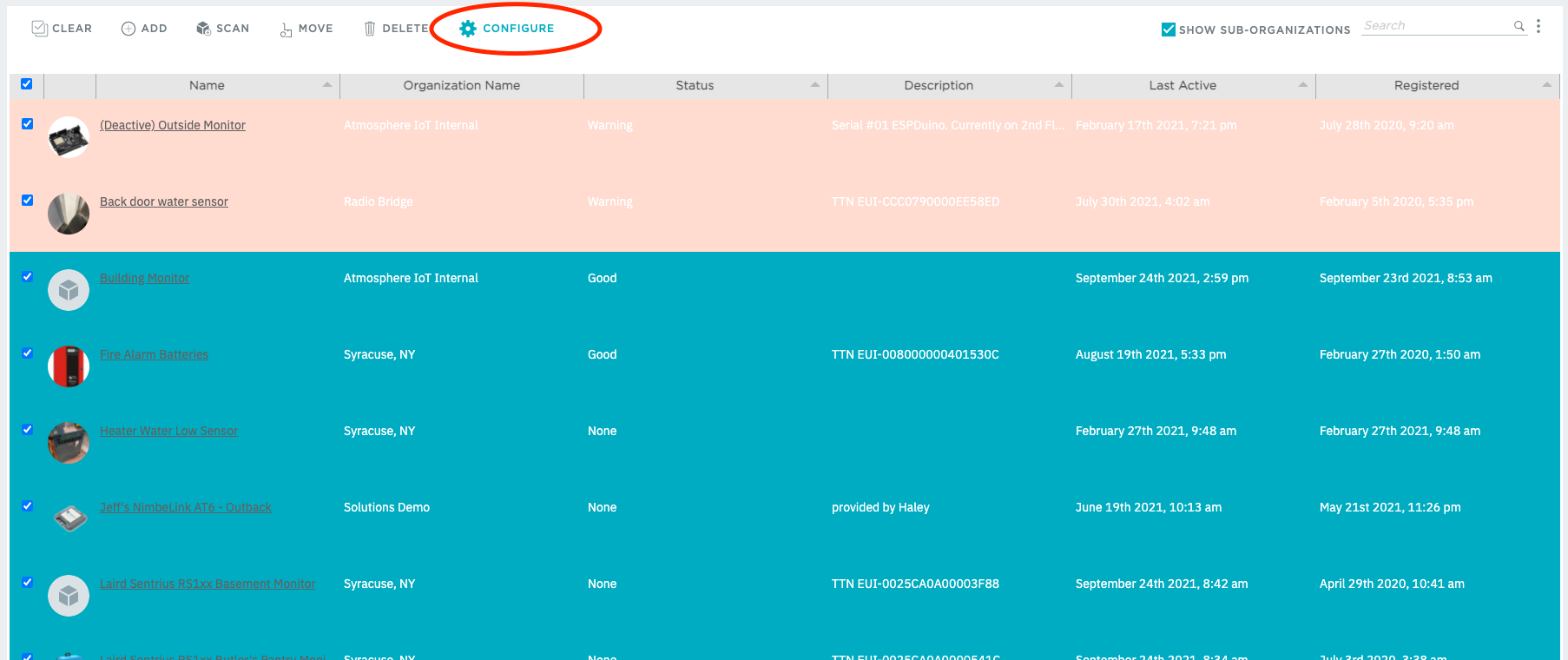 Selecting Devices for Configuration